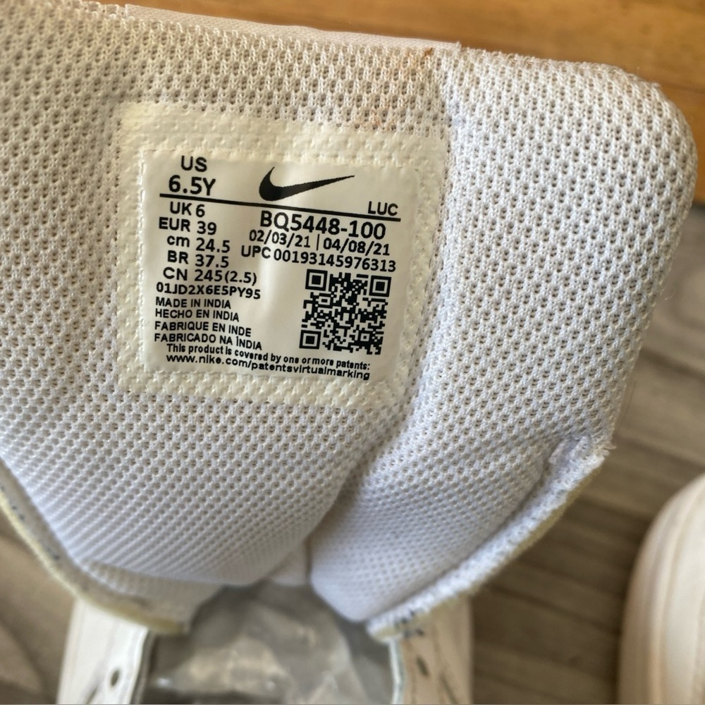 Nike Court Borough Low 2 White Sneakers Youth 6.5Y BQ5448-100 H-5 - Picture 5 of 8